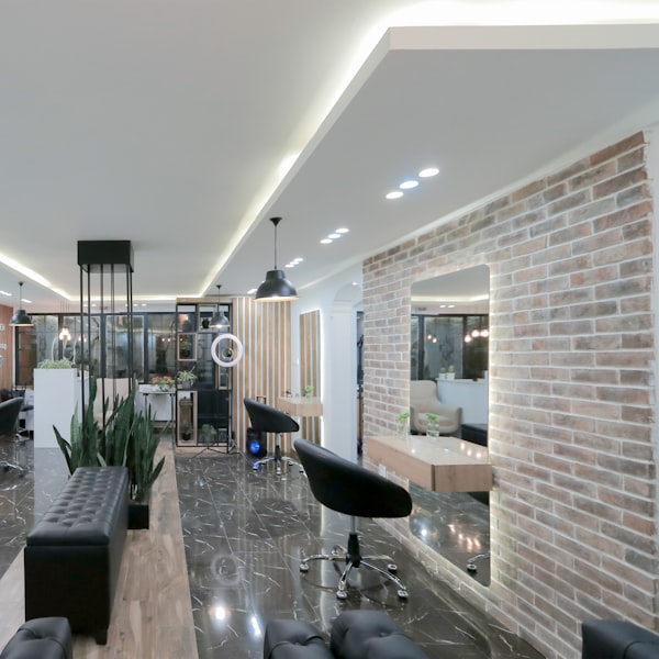 Salon interior detail — marble and gold